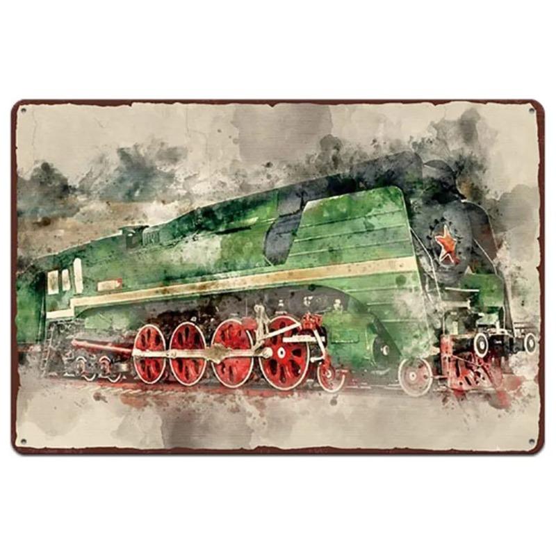Vintage Metal Tin Poster Train Retro Metal Tin Signs Posters Plate Wall Decor for Bar Restaurant Cafe Clubs Retro Plaque