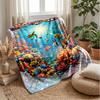 Underwater Coral Reef Scene 3 Theme Blanket Lightweight Warm Flannel Blanket Decorative Throw Blanket for Home Decoration
