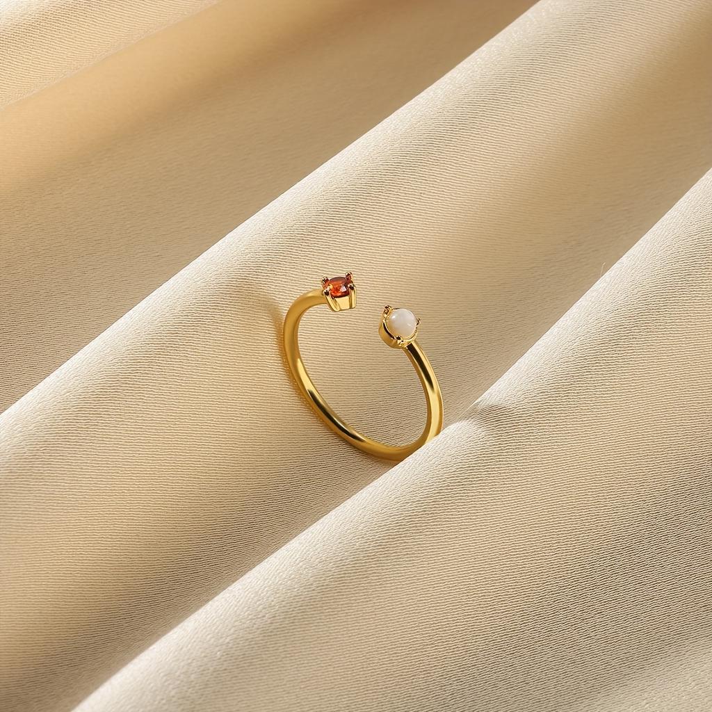 Fashion Colorful Cubic Zirconia Opening Rings For Women Girls Birthday Gold Color Jewelry Anillos Romantic Dainty Gift Bijoux