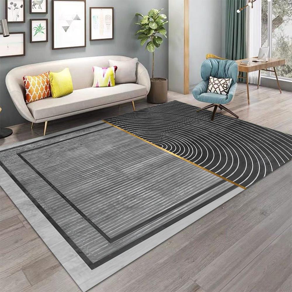 Grauer Teppich Moderner Wohnzimmerteppich für Schlafzimmer Stuhl Waschraum Bodenmatte Waschbar Esszimmer Schlafzimmer Dekor Bodenteppich