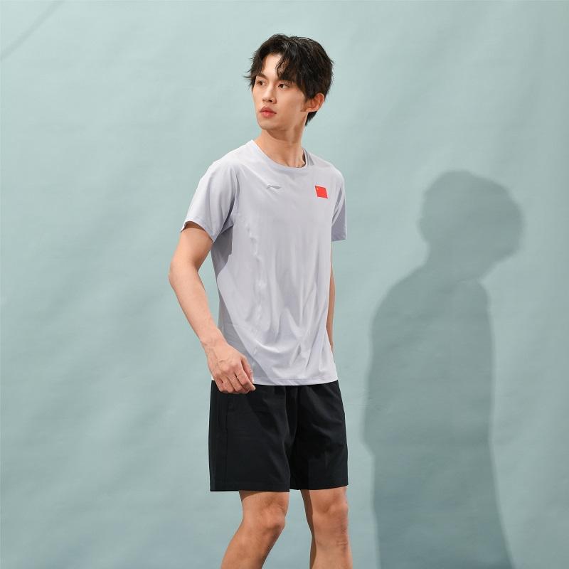 Li Ning T Shirt Unisex Purple Smoke Blue AHSU291-2