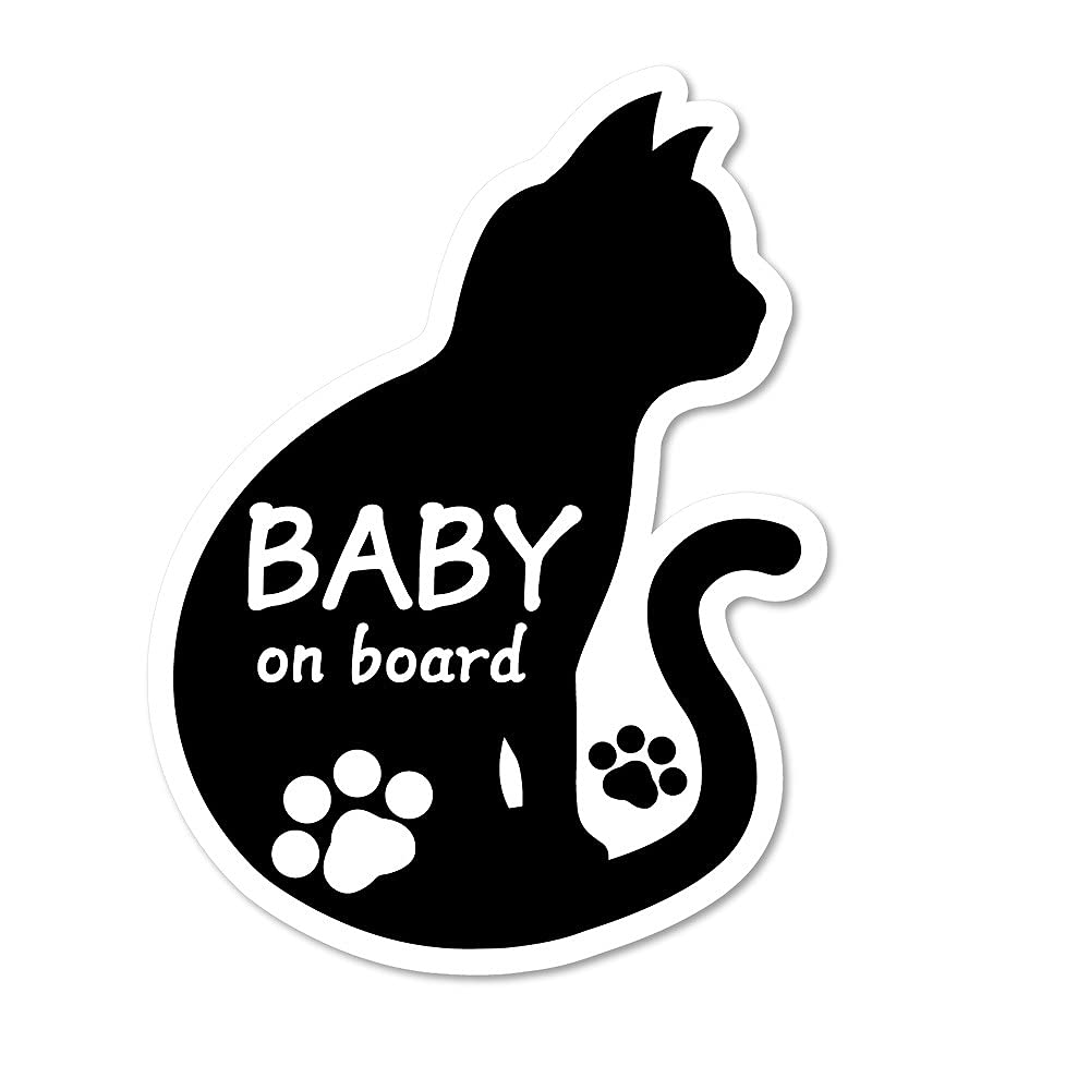 

SignStore Cat Silhouette Sticker Baby on board Approx. 5.9 x 4.3 inches (15 x чёрный
