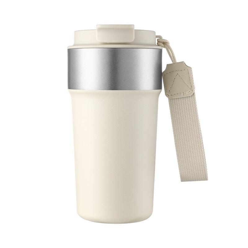 8th Gen 232g Stainless Steel Insulated Coffee Cup with Lanyard Straw, Portable for Car & Outdoor Use