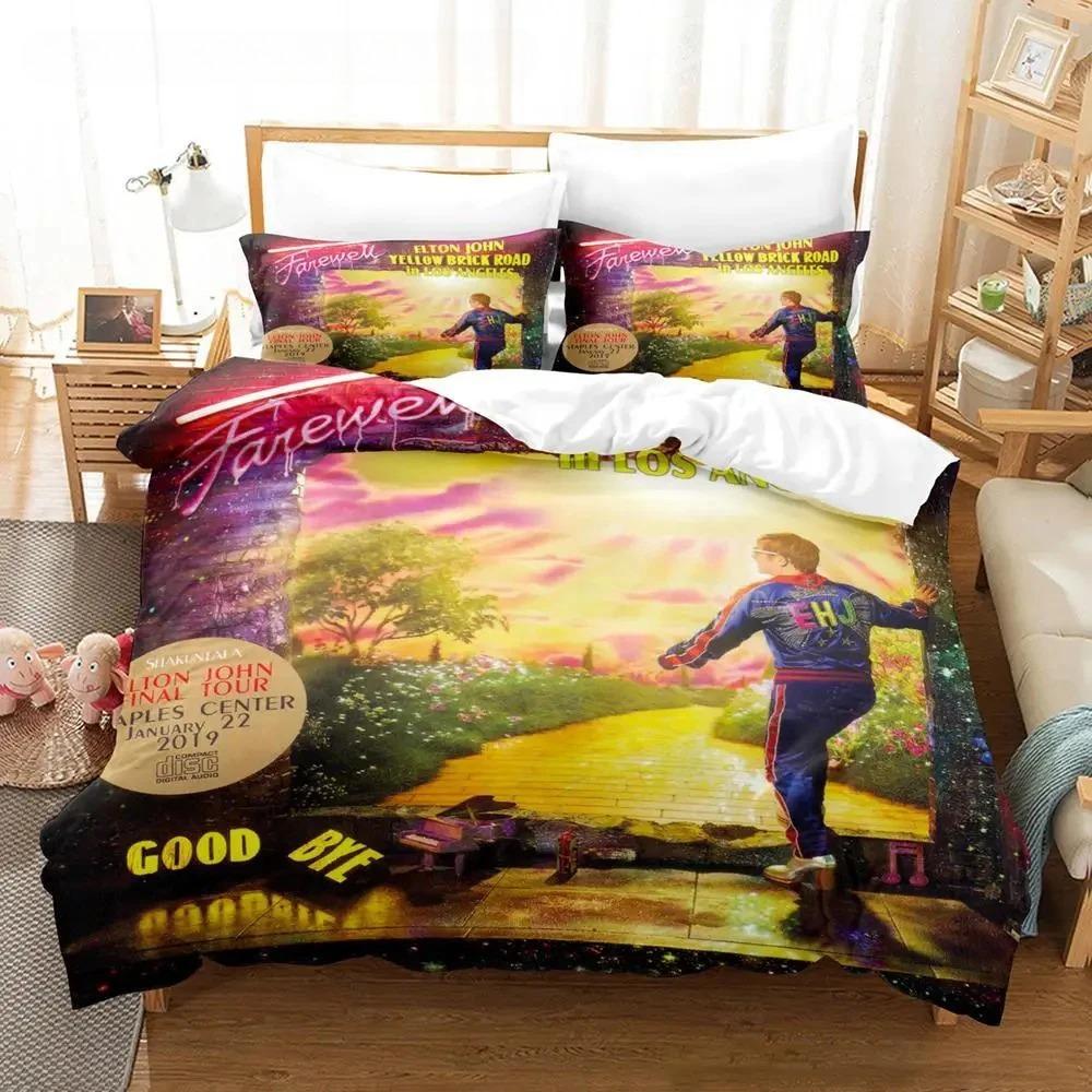 Elton John FAREWELL Yellow Brick Road Bedding Set Single Twin Full Queen King Size Bed Set Aldult Kid Bedroom Duvetcover Set