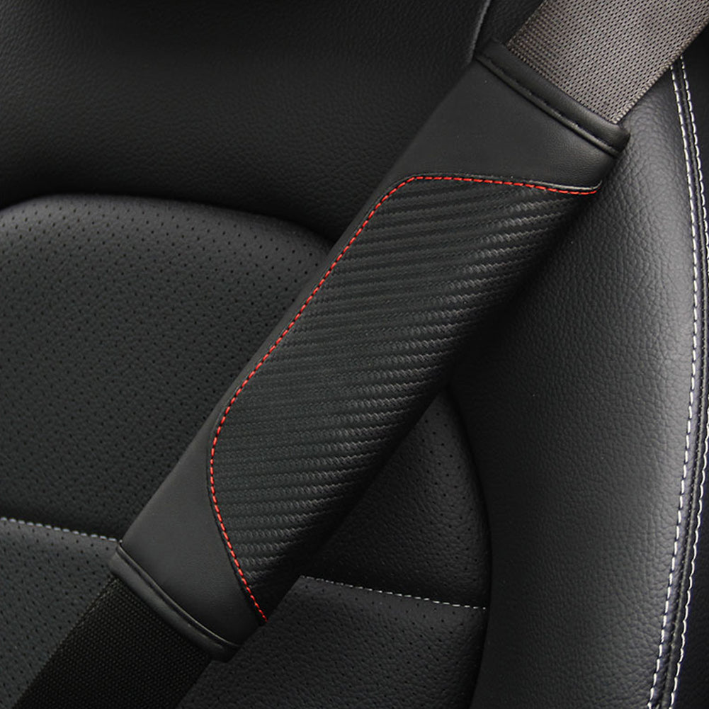 Car Seat Belt Cover Carbon Fiber Leather Crown Universal Auto Seat Belt Covers Shoulder Protection Car Accessories Interior