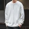 Premium Retro American Henley Collar Long Sleeve Men's Hoodie - Autumn Plus Velvet, Loose Fit High-Grade Pure Cotton POLO Shirt