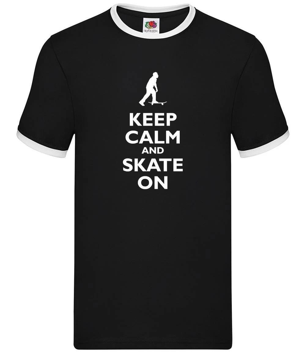 Keep Calm and Skate On - Mens Ringer - Skateboarding Skateboard Board Love XXXXL