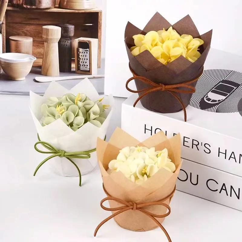 50ks Papírové košíčky na košíčky na tulipánové muffiny Olejotěsné košíčky vložka na pečení košíčků na muffiny košíčky na dorty nástroje na zdobení muffinů obaly na muffiny