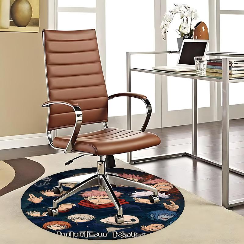 

1pc Jujutsu Kaisen Anime Round Carpet - Office Chair Mat, Non-Slip Rug for Home Decor, Living Room, Bedroom, Game Room, Dormitory, Birthday Gift, Seas 80cm by 80cm
