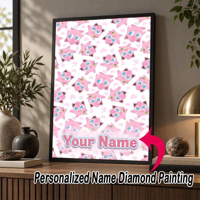 Personalized Jigglypuff Diamond Art Custom Name 5D Diamond Painting Full Drill DIY Craft