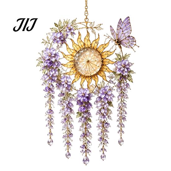 Waterproof Wind Chimes for Patio Acrylic Flower & Sun/Moon Chimes, Window Hanging Suncatcher Housewarming Gifts New Home Living Room Balcony,