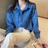 Women's Plus Size Retro Denim Shirt Jacket - Loose Layered Long Sleeve for Spring, Autumn, and Winter