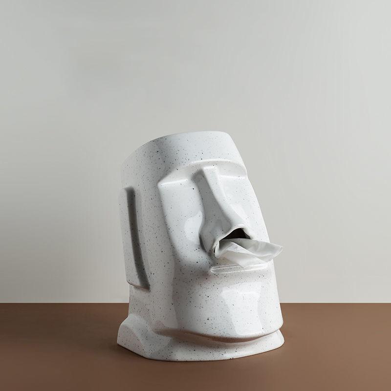 Kreativní keramika Krabička na papírové kapesníky Obývací pokoj Konferenční stolek Domácnost Papírová krabička Osobnost Moai Kámen Bytové dekorace Ornamenty