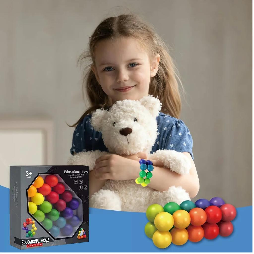 Cool Sensory Toys Rainbow Ball Gadgets Toy,Stress Relief Inseparable Fidget Toys for Adults, ADHD, Desk Toys,kids Christmas gift