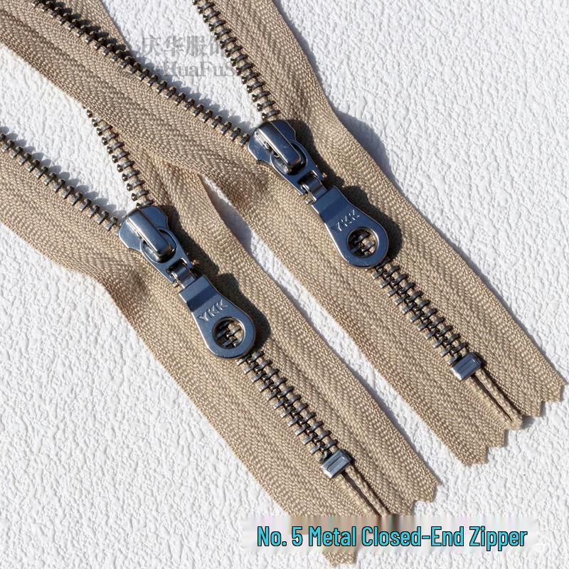 YKK No. 5 Deep Beige Metal Closed-End Denim Zipper with Pipa Head