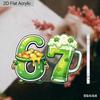 2D Flat St. Patrick's Day Acrylic Lucky Number 67 Irish Pendant, Home Decor Plaque Hanging Wall Art Decorative Garden Decoration for Room Door Signs H