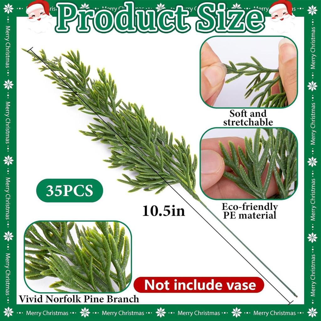 2025 Christmas Faux Pine Branches Artificial Christmas Red Berry Pine Stems Holiday Tree Decoration For Indoor Bedroom Office