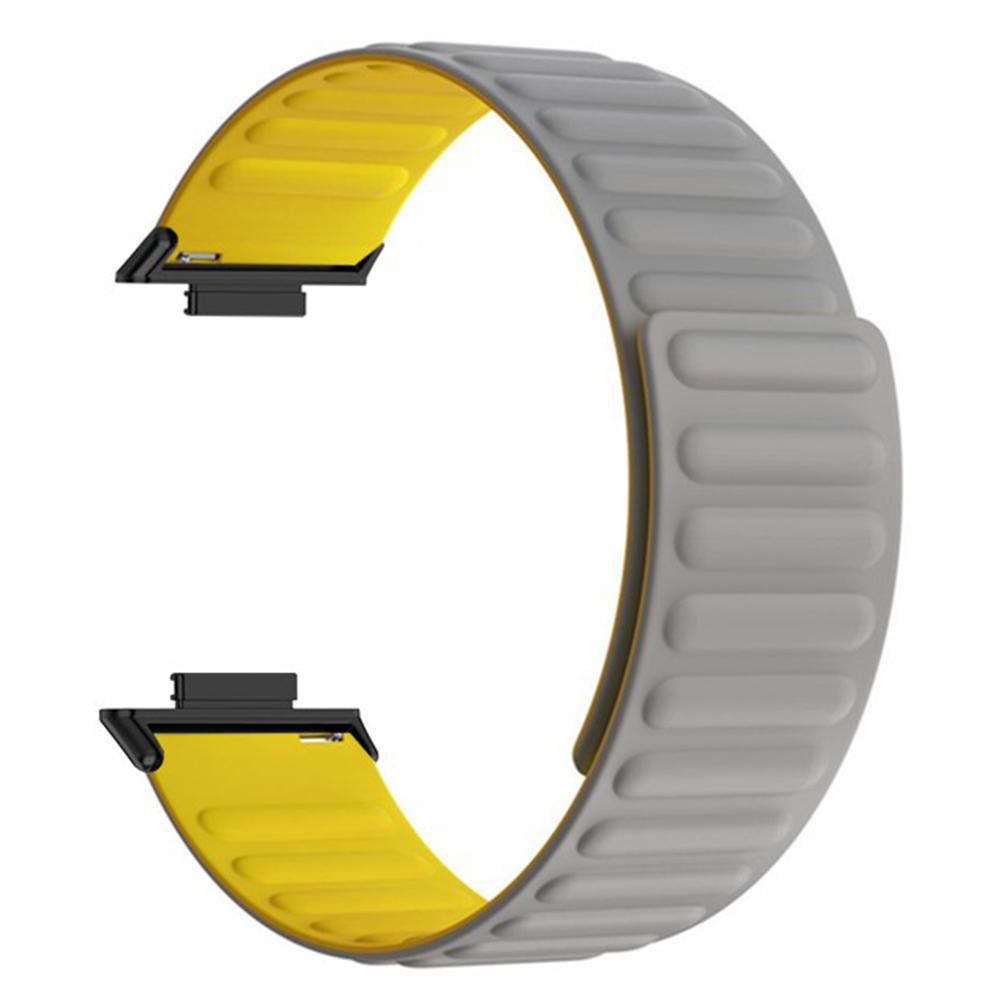 

For Huawei Watch Fit 2 Magnetic Watch Strap Silicone Adjustable Wristband Grey Yellow