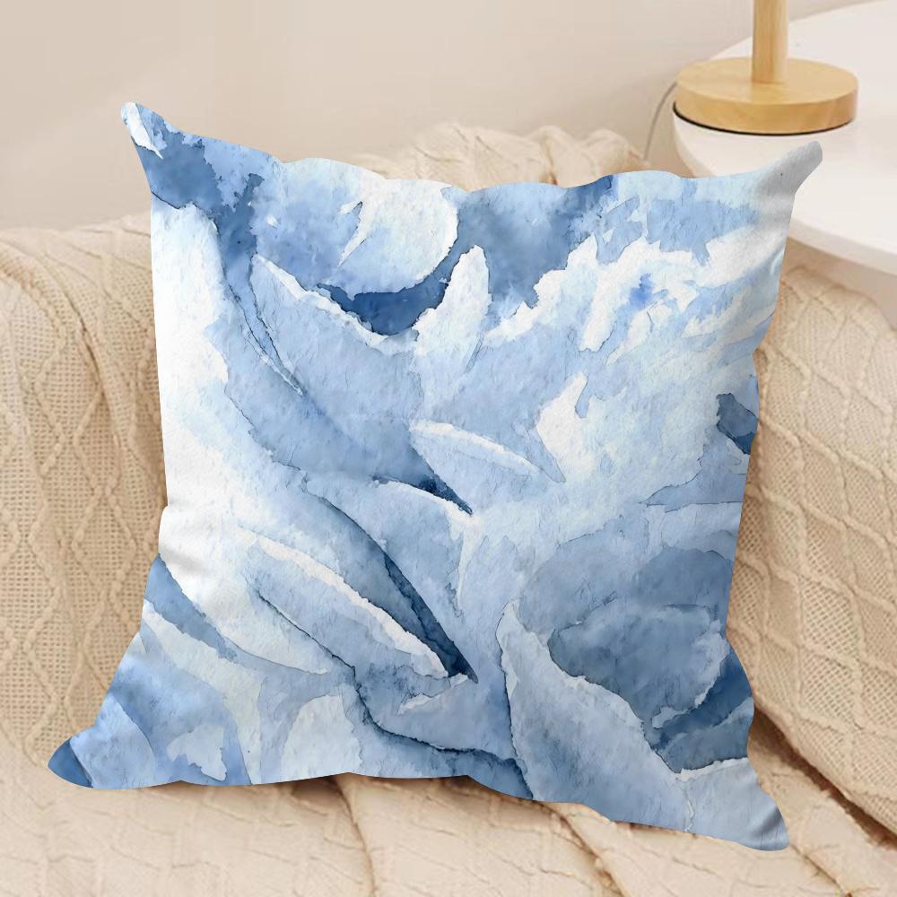 Painted Blue Print Creative Cushion Cover Soft Plush DoubleSided Sofa Pillow Cushion Cover  AllSeason Durable Decor Gift