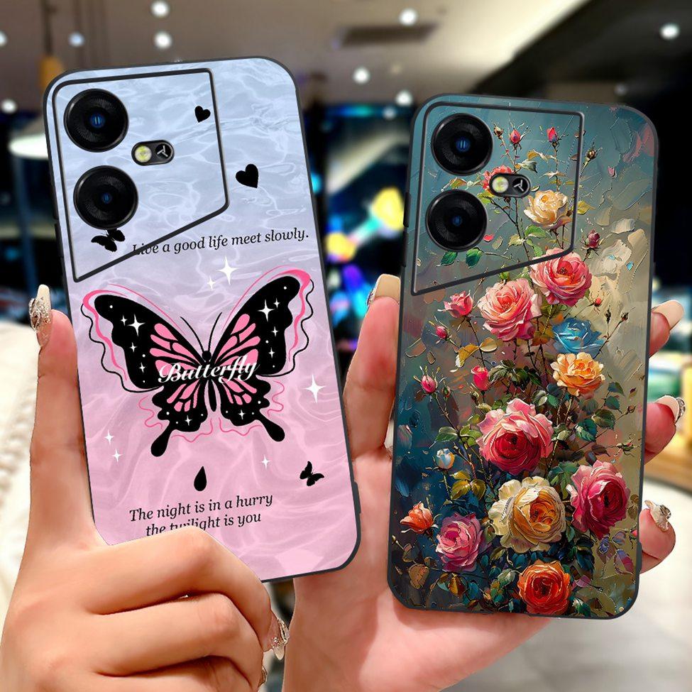 6,82'' Für Techno Pova Neo3 LH6n Rückabdeckung Für Tecno Pova Neo 3 Hülle Silikon Luxus Mode Niedliche Cartoon Katze Stoßfest Funda