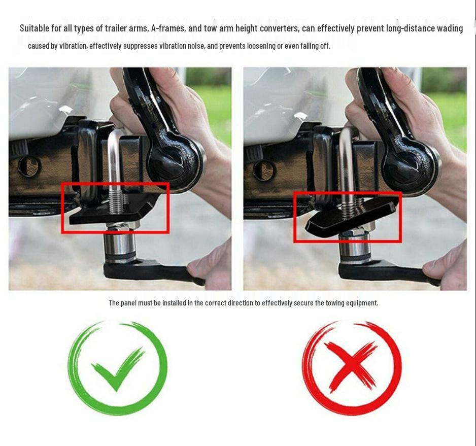 Tow Arm Hook Stabilizer: Anti-Shake and Noise-Reducing Fastener for American Square Mouth Towable RVs.