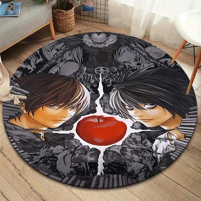 Death Note Round Area Rug,Carpet Rug for Living Room Bedroom Sofa Playroom Decor,Non-slip Floor Mat