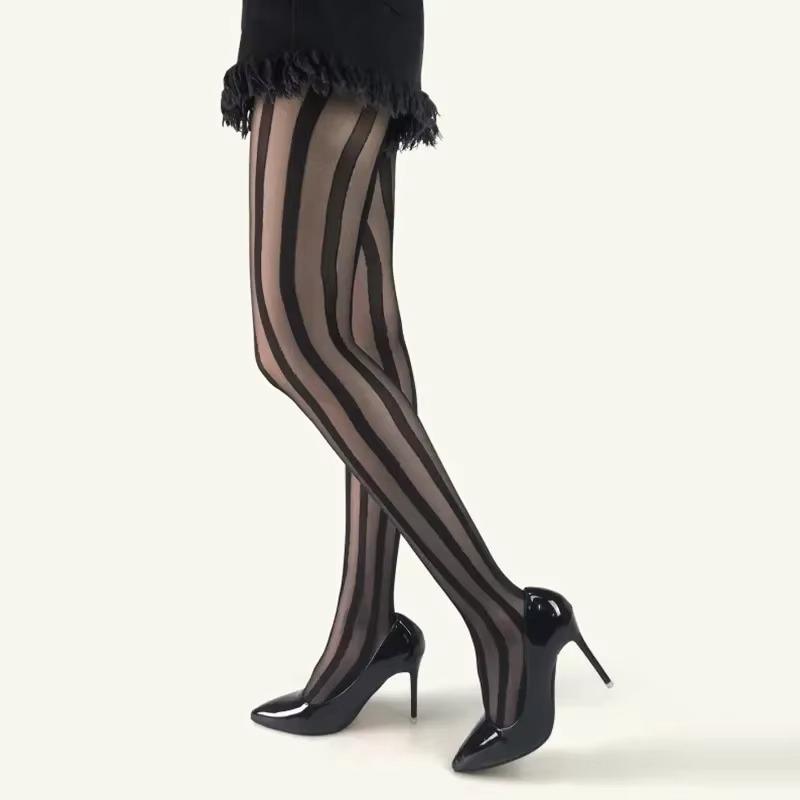 New Sexy Women Tights Pantyhose Anti-Hook Ultra-Thin Nylon Thigh High Stockings Pantyhose Lingerie Hosiery Striped Body Stocking