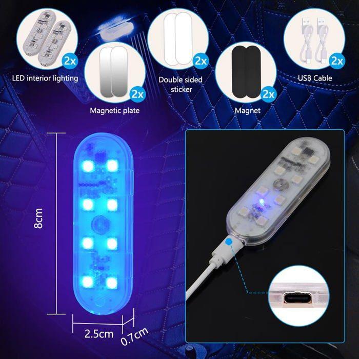 Éclairage intérieur de voiture - AIMOONSA - Tactile 7 couleurs - Rechargeable USB - Étanche - ABS 12x7x2cm