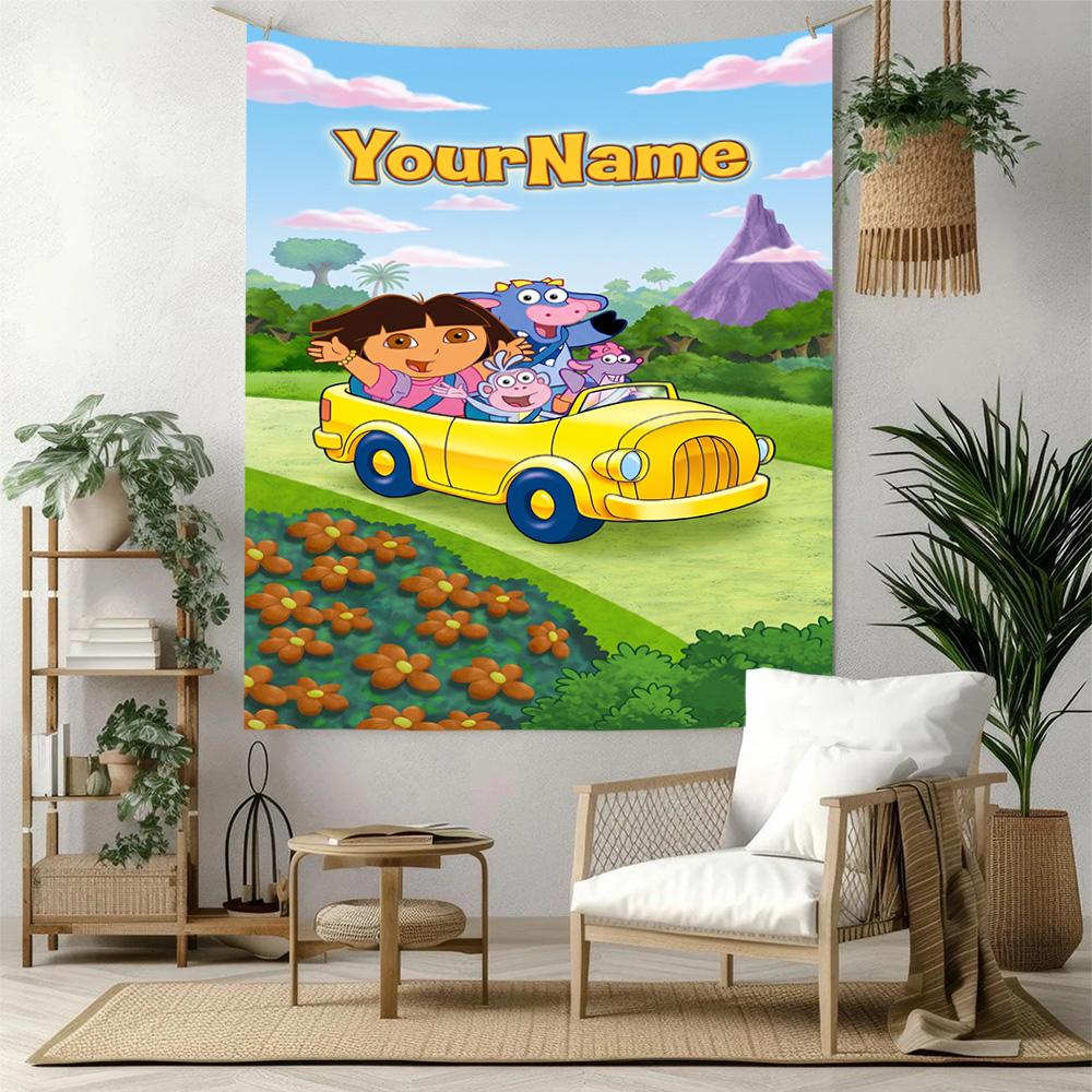 Dora Explorer Custom Your Name Wall Decor Tapestry Art For Pet Memorial Birthdaywedding Party Backdrop Family Gift