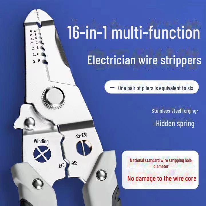 21-in-1 Electrician Multi-Tool: Copper Wire Stripping & Crimping Pliers, Wire Winding Clamp, Cutting & Wrench Pliers