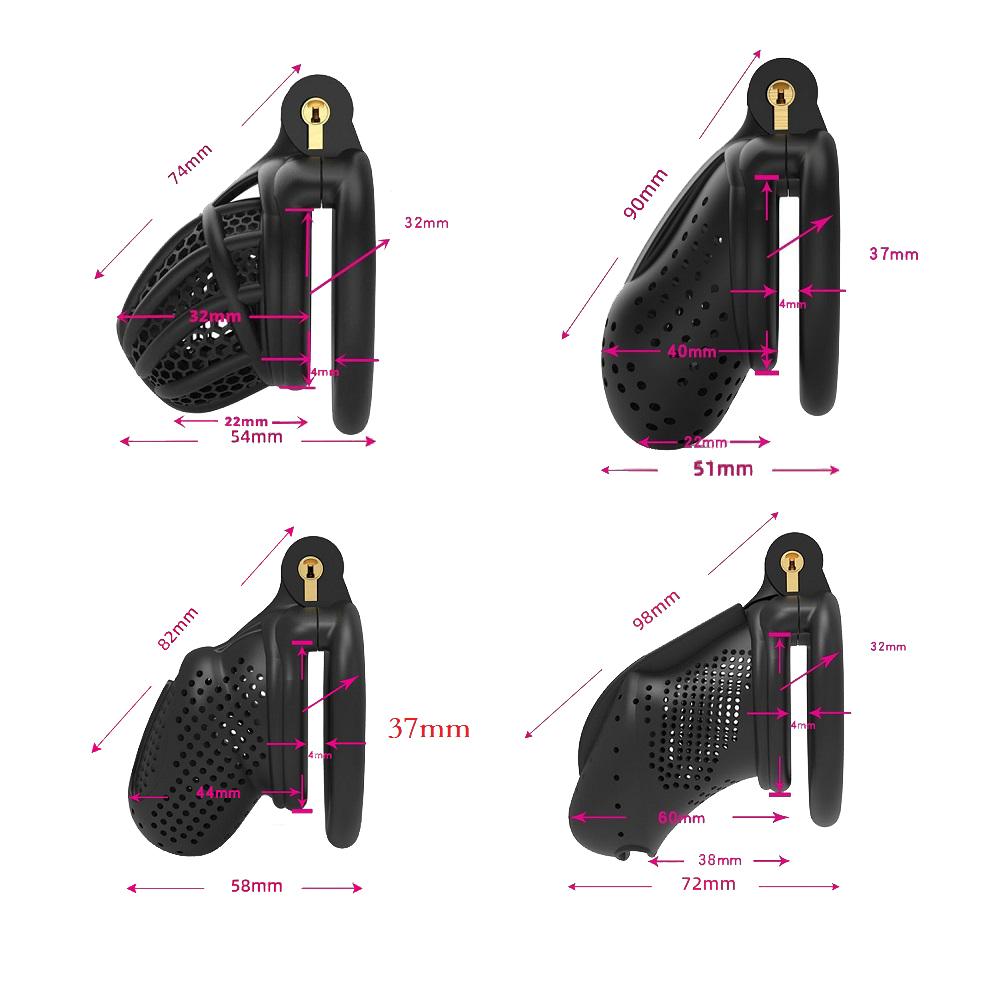 New Male Chastity Cage Device with 4 Cock Rings Set Penis Cage Ball Lock Chastity Belt Sex Toys for Men Couples Adult Supplies