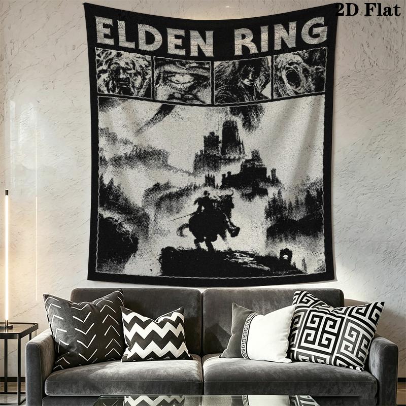 Elden Ring Wandteppich Ästhetischer Wandbehang Bedruckter Stoffdecke Dekorative Wandteppiche für Schlafzimmer Wohnzimmer Heimdekoration