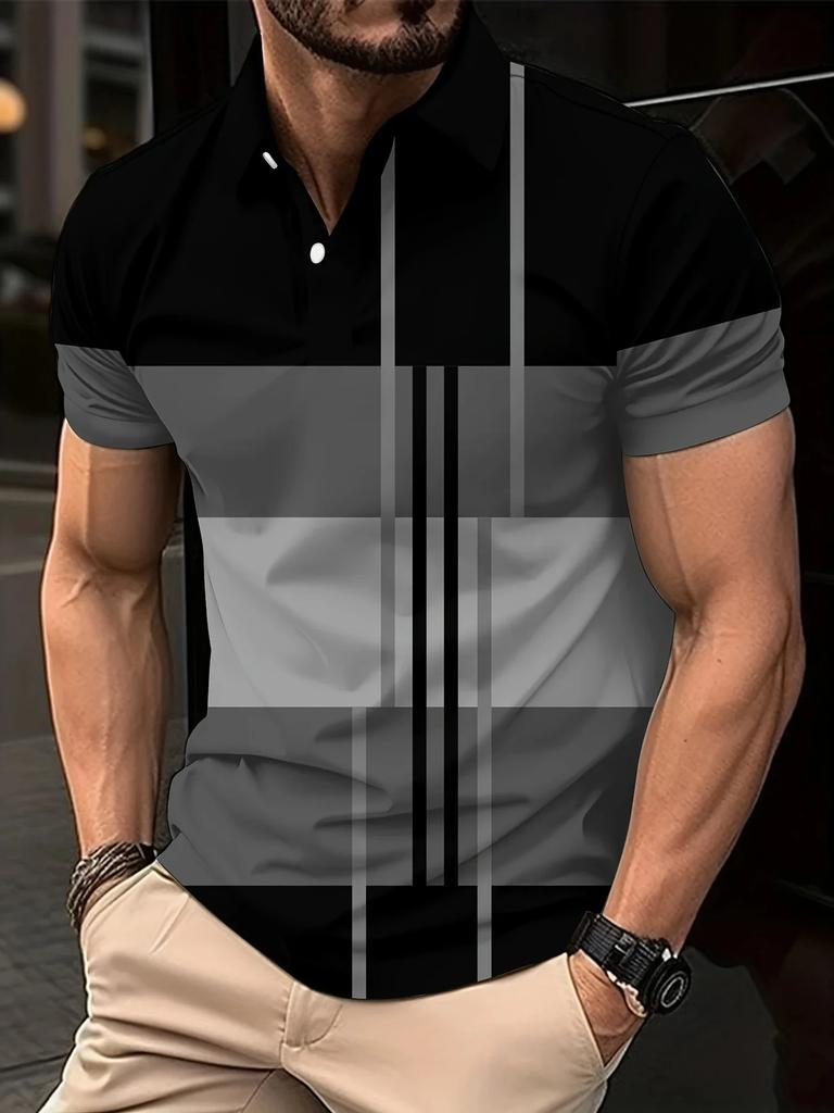 Paint Splatter Print Short Sleeve Polo Shirt, Stylish Casual Wear For Men