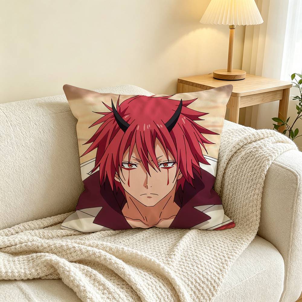 That Time I Got Reincarnated As A Slime Square Double-Sided printed Pillow Case Bedroom Bedside Pillow Sofa Cushion Cover