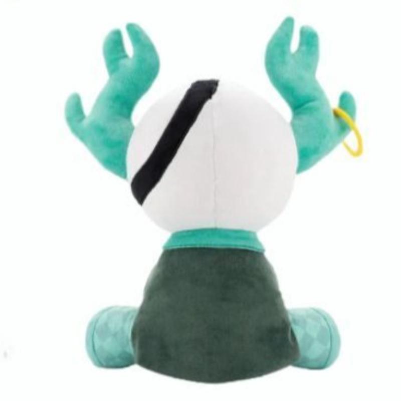 Medkit Plushie Game Character Stuffed Doll White Skull Green Antler Design Soft Sitting Plush Toy Cute Cartoon Ornament Collectible Gift For Game Fans