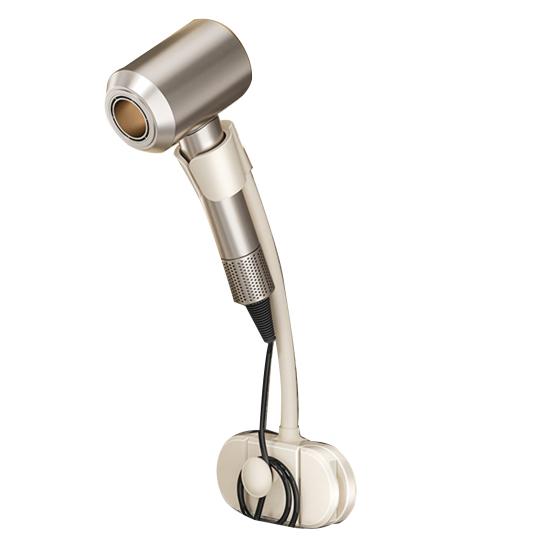 Universal Hair Dryer Holder 360 Degree Rotating Hands-Free Adjustable Suction Cup Wall Mount кремовый