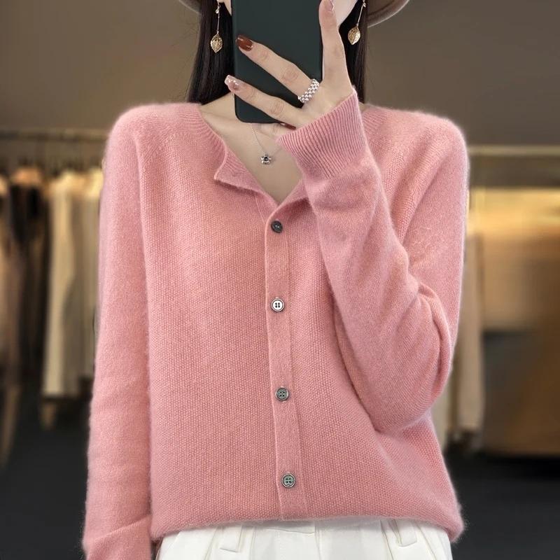 Fashion Women Cardigans Cashmere Sweater Autumn Winter O-neck Long Sleeve Knitwear Female Basic Clothing Tops