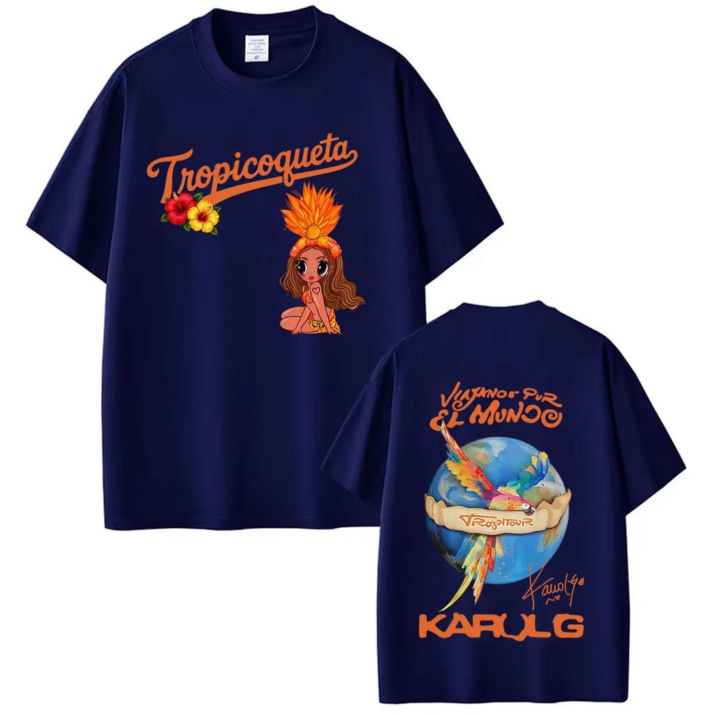 Karol G Tropicoqueta Tour Album 2026 Nadruk Koszulki Męskie Damskie Odzież Moda Estetyczna Koszulka Casual Bawełniane Koszulki Streetwear
