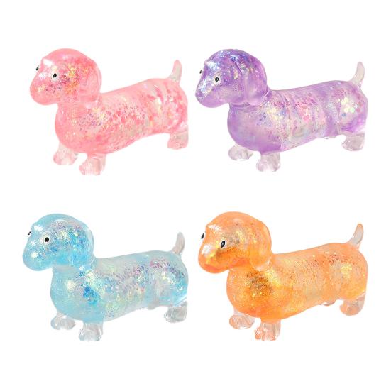 1/2/4 buc sclipici Dachshund jucărie de stoarcere transparentă câine formă stres ameliorarea anxietății jucărie senzorială minge de stres în creștere lentă animale jucărie de mână