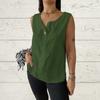 Spring Summer Women's Linen Blend Sleeveless Tank Top V Neck Button Front Casual Blouse
