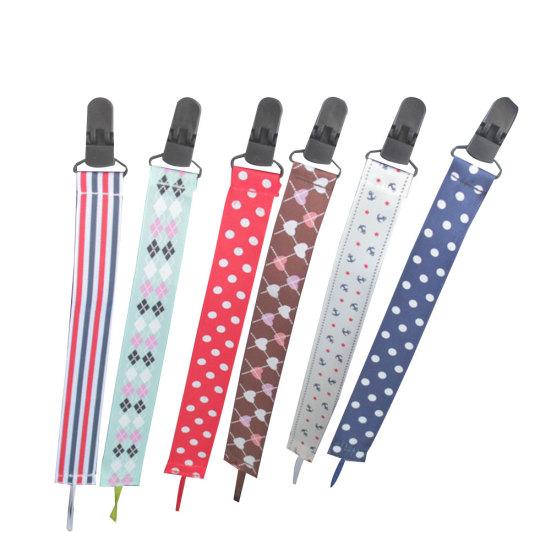 Baby Infant Toddler Pacifier Soother Stripes Nipple Clip Holder Strap Lanyard