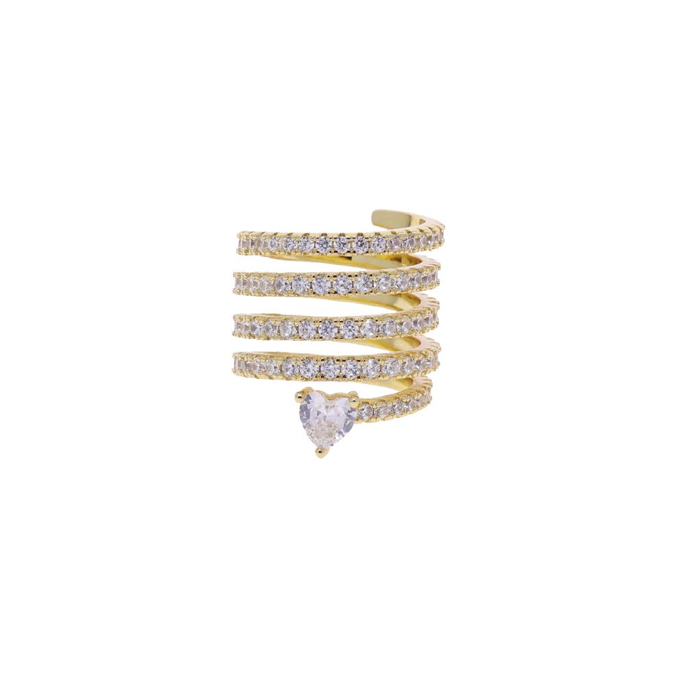

Valentine s Day Gift Sparking Heart Cubic Zirconia Multi Wrap Spiral Spring Shaped Micro Paved CZ Pinky Finger Ring open size 4 золотой