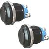 2PCS 19mm Momentary Horn Push Button Switch- 12V SPST 1NO Round Starter Power Switch for Car- Waterproof Black Metal Shell Latching Push Button