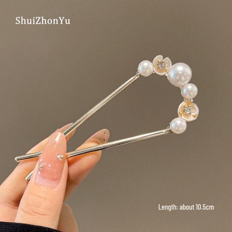 Spring 2025 High-End Pearl U-Shaped Hairpin – Ancient Style Chinese Hair Styling Accessory for Women