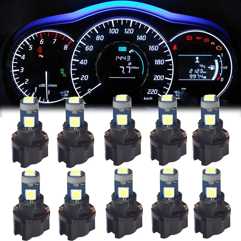 10Pcs T5 Car Auto Wedge LED Light Bulb Lamp Dash Board Instrument White Ice Blue Universal Car Interior Light Accessories