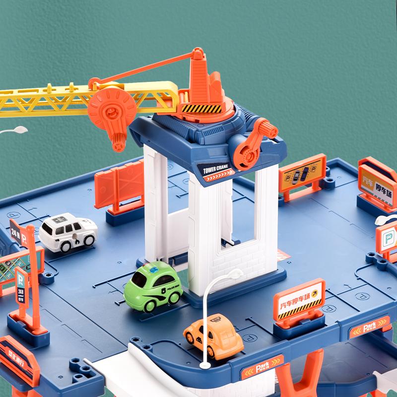 Rail Car City Parking Building Lot Racing Rail Car Toys Children Brain Mechanical Interactive DIY Rail Cars Gifts for Kids Boys