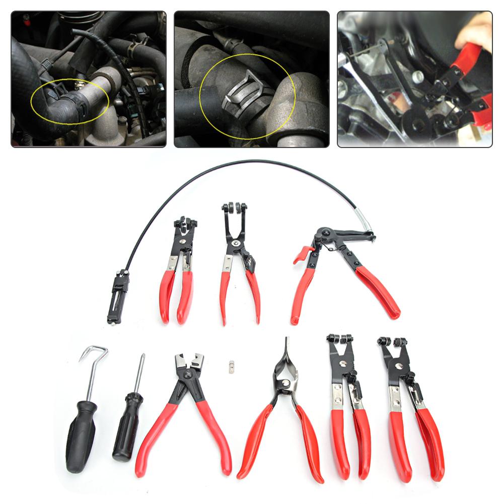 Carbon Steel Oil Pipe Curved Tube Hose Pliers Clamps Car Repair Tool Kit Set