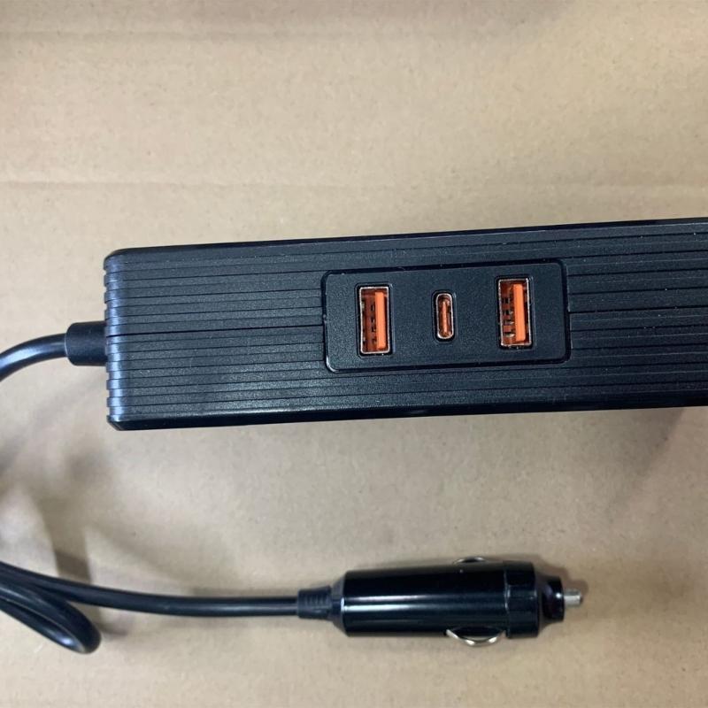 Compact 200W Car Chargers Inverter With Voltage Monitor And Fast Charging USB C Outlet Car Power Inverter for Charging