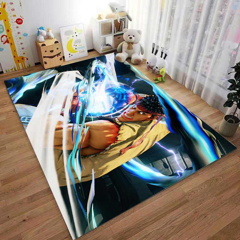 Dynamic Fighting Character Rug, Cool Vivid Design Suitable for use as an anti-slip game mat for living room and bedroom sofas