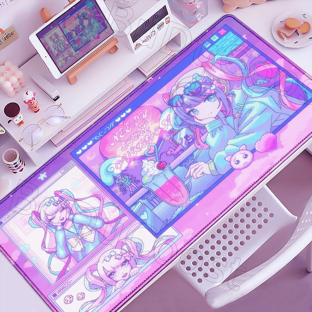 NEEDY GIRL OVERDOSE Mouse Pad Kawaii Anime Girl Large Non-slip Rubber Mousepad XXL Computer Gaming Accessories Keyboard Desk Mat